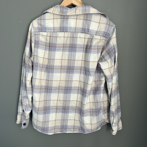 Tilly Women's soft Plaid Button Down Shirt - Cream and Blue - Picture 2 of 5